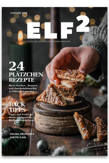 Titelseite vom Backbuch mit Plätzchenrezepten für die Weihnachtszeit: "Elf²" Adventskalender mit 24 Rezepten (inkl. vegane Plätzchenrezepten)